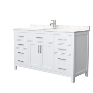 Wyndham Collection Beckett 60&quot Wood Single Bathroom Vanity in White/Nickel