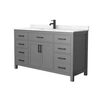 Wyndham Collection Beckett 60&quot Wood Single Bathroom Vanity in Dark Gray/Black