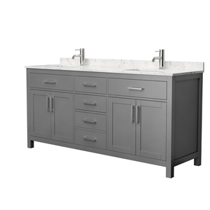 Wyndham Collection Beckett 72&quot Wood Double Bathroom Vanity in Dark Gray/Nickel