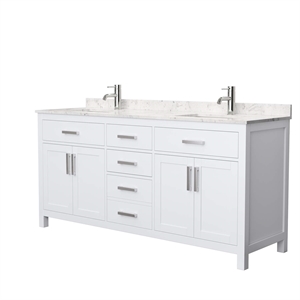Wyndham Collection Beckett 72&quot Wood Double Bathroom Vanity in White/Nickel