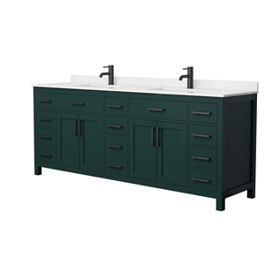 Wyndham Collection Beckett 84&quot Wood Double Bathroom Vanity in Green/Black
