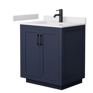 Wyndham Collection Miranda 30&quot Wood Single Bathroom Vanity in Black/Dark Blue