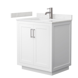 Wyndham Collection Miranda 30&quot Wood Single Bathroom Vanity in Nickel Trim/White