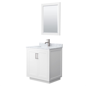 Wyndham Collection Miranda 30&quot Metal&Wood Single Bathroom Vanity in White/Nickel