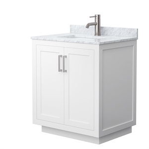Wyndham Collection Miranda 30&quot Wood&Metal Single Bathroom Vanity in White/Nickel
