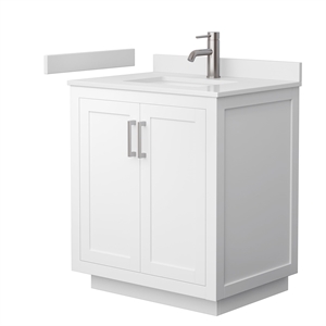 Wyndham Collection Miranda 30&quot Wood Single Bathroom Vanity in Brush Nickel/White