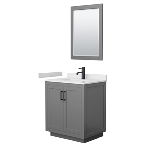 Wyndham Collection Miranda 30&quot Wood Single Bathroom Vanity in Dark Gray/Black
