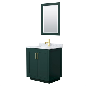Wyndham Collection Miranda 30&quot Wood Single Bathroom Vanity - Green/Gold