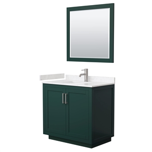 Wyndham Collection Miranda 36&quot Wood&Metal Single Bathroom Vanity in Green/Nickel