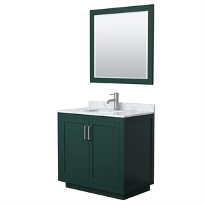 Wyndham Collection Miranda 36&quot Wood Single Bathroom Vanity in Green/Nickel Trim