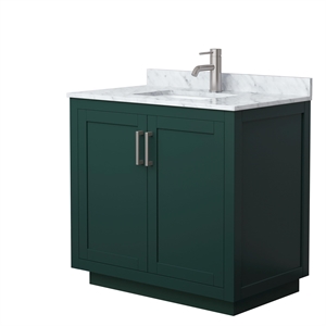 Wyndham Collection Miranda 36&quot Wood Single Bathroom Vanity in Nickel Trim/Green