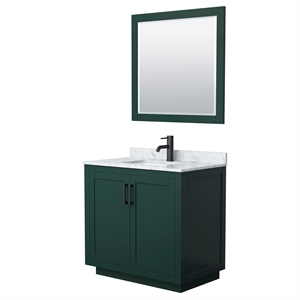 Wyndham Collection Miranda 36&quot Wood&Metal Single Bathroom Vanity in Green/Black