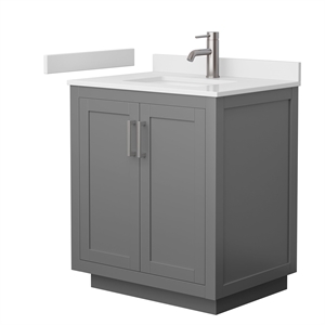 Wyndham Collection Miranda 30&quot Wood Single Bathroom Vanity in Nickel/Dark Gray