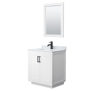 Wyndham Collection Miranda 30&quot Wood Single Bathroom Vanity in White/Black Trim