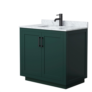 Wyndham Collection Miranda 36&quot Metal&Wood Single Bathroom Vanity in Green/Black