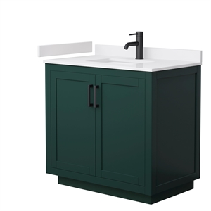 Wyndham Collection Miranda 36&quot Wood Single Bathroom Vanity in Green/Black