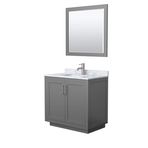 Wyndham Collection Miranda 36&quot Wood&Metal Single Bathroom Vanity in Gray/Nickel