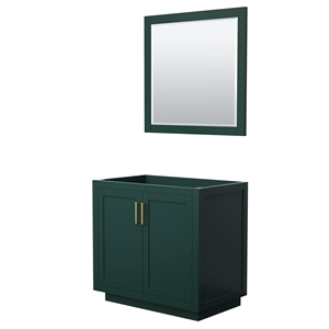 Wyndham Collection Miranda 36&quot No Sink Wood Single Bathroom Vanity in Green/Gold