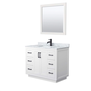 Wyndham Collection Miranda 42&quot Wood&Metal Single Bathroom Vanity in White/Black