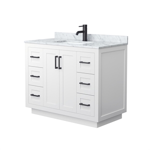 Wyndham Collection Miranda 42&quot Metal&Wood Single Bathroom Vanity in White/Black