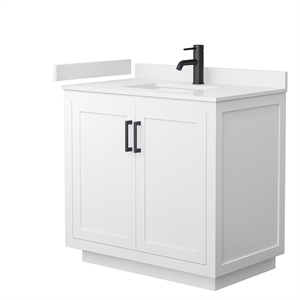 Wyndham Collection Miranda 36&quot Wood Single Bathroom Vanity in White/Black