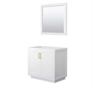 Wyndham Collection Miranda 36&quot No Sink Wood Single Bathroom Vanity in White/Gold