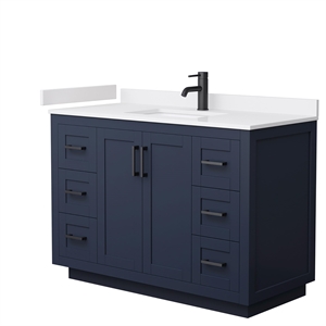 Wyndham Collection Miranda 48&quot Wood Single Bathroom Vanity in Black/Dark Blue