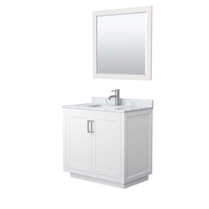 Wyndham Collection Miranda 36&quot Wood Single Bathroom Vanity in White/Nickel Trim