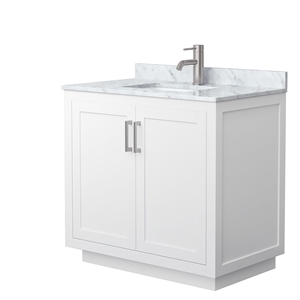 Wyndham Collection Miranda 36&quot Wood Single Bathroom Vanity in Nickel Trim/White