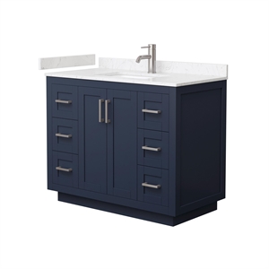 Wyndham Collection Miranda 42&quot Metal&Wood Single Bathroom Vanity in Blue/Nickel