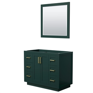 Wyndham Collection Miranda 42&quot No Sink Wood Single Bathroom Vanity in Green/Gold