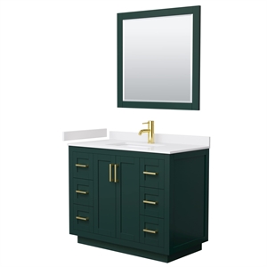 Wyndham Collection Miranda 42&quot Wood Single Bathroom Vanity in Green/Gold