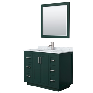Wyndham Collection Miranda 42&quot Wood Single Bathroom Vanity in Green/Nickel Trim