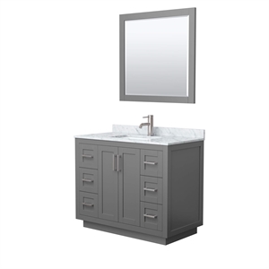 Wyndham Collection Miranda 42&quot Wood&Metal Single Bathroom Vanity in Gray/Nickel