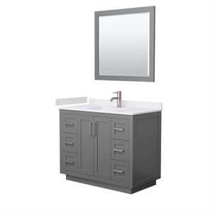 Wyndham Collection Miranda 42&quot Wood Single Bathroom Vanity in Dark Gray/Nickel
