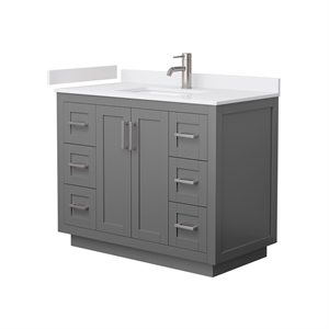 Wyndham Collection Miranda 42&quot Wood Single Bathroom Vanity in Nickel/Dark Gray