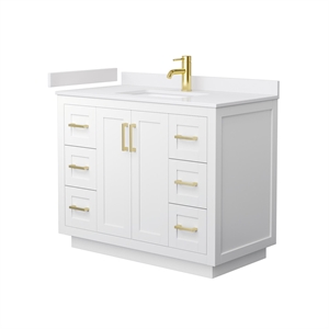 Wyndham Collection Miranda 42&quot Wood Single Bathroom Vanity in White/Gold