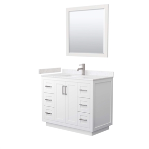 Wyndham Collection Miranda 42&quot Metal&Wood Single Bathroom Vanity in White/Nickel