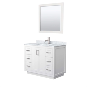 Wyndham Collection Miranda 42&quot Wood Single Bathroom Vanity in White/Nickel Trim