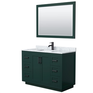 Wyndham Collection Miranda 48&quot Wood&Marble Single Bathroom Vanity in Green/Black