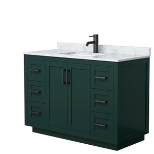 Wyndham Collection Miranda 48&quot Marble&Wood Single Bathroom Vanity in Green/Black