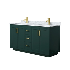Wyndham Collection Miranda 60&quot Plywood Double Bathroom Vanity in Gold/Green