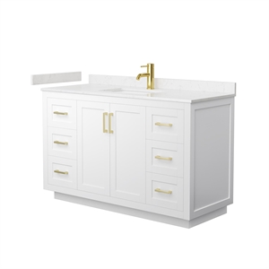 Wyndham Collection Miranda 54&quot Marble&Wood Single Bathroom Vanity in White/Gold