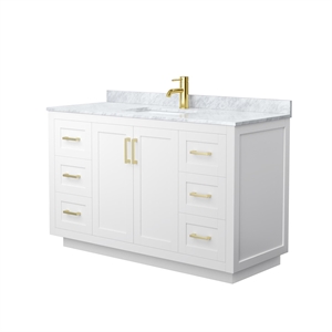 Wyndham Collection Miranda 54&quot Metal & Wood Single Bathroom Vanity in White/Gold