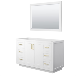 Wyndham Collection Miranda 54&quot No Sink Wood Single Bathroom Vanity in White/Gold
