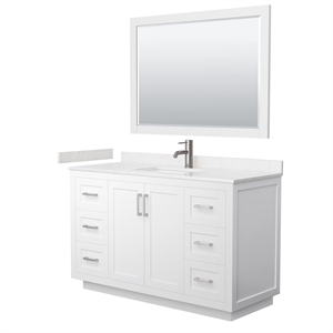 Wyndham Collection Miranda 54&quot Wood&Metal Single Bathroom Vanity in White/Nickel