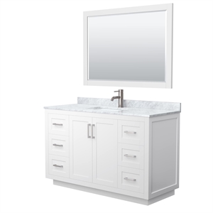 Wyndham Collection Miranda 54&quot Plywood Single Bathroom Vanity in White/Nickel