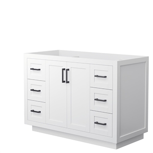 Wyndham Collection Miranda 48&quot Metal&Wood Single Bathroom Vanity in White/Black