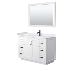Wyndham Collection Miranda 48&quot Wood Single Bathroom Vanity in White/Black