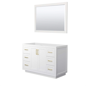 Wyndham Collection Miranda 48&quot No Sink Wood Single Bathroom Vanity in White/Gold